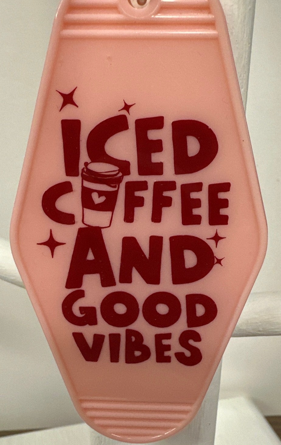 Vintage Inspired Motel Keychain Iced Coffee & Good Vibes