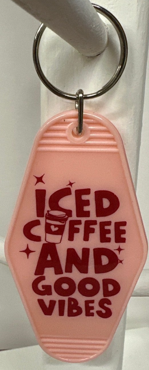 Vintage Inspired Motel Keychain Iced Coffee & Good Vibes